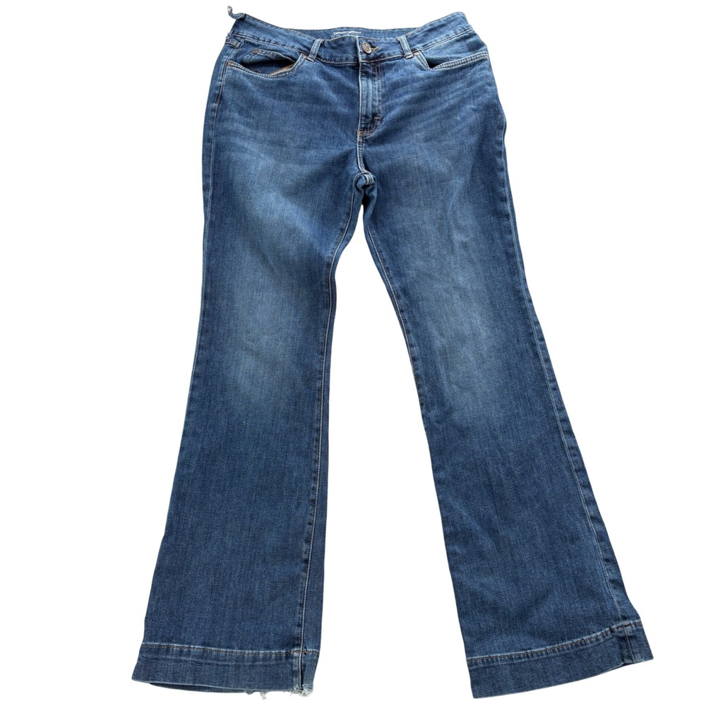 Wrangler Women Flare Leg Jeans Blue Medium Wash Stretch Denim‎ 32x34 112328737